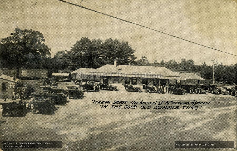 Postcard: Marion Depot on Arrival of Afternoon Special in the Good Old Summer Time